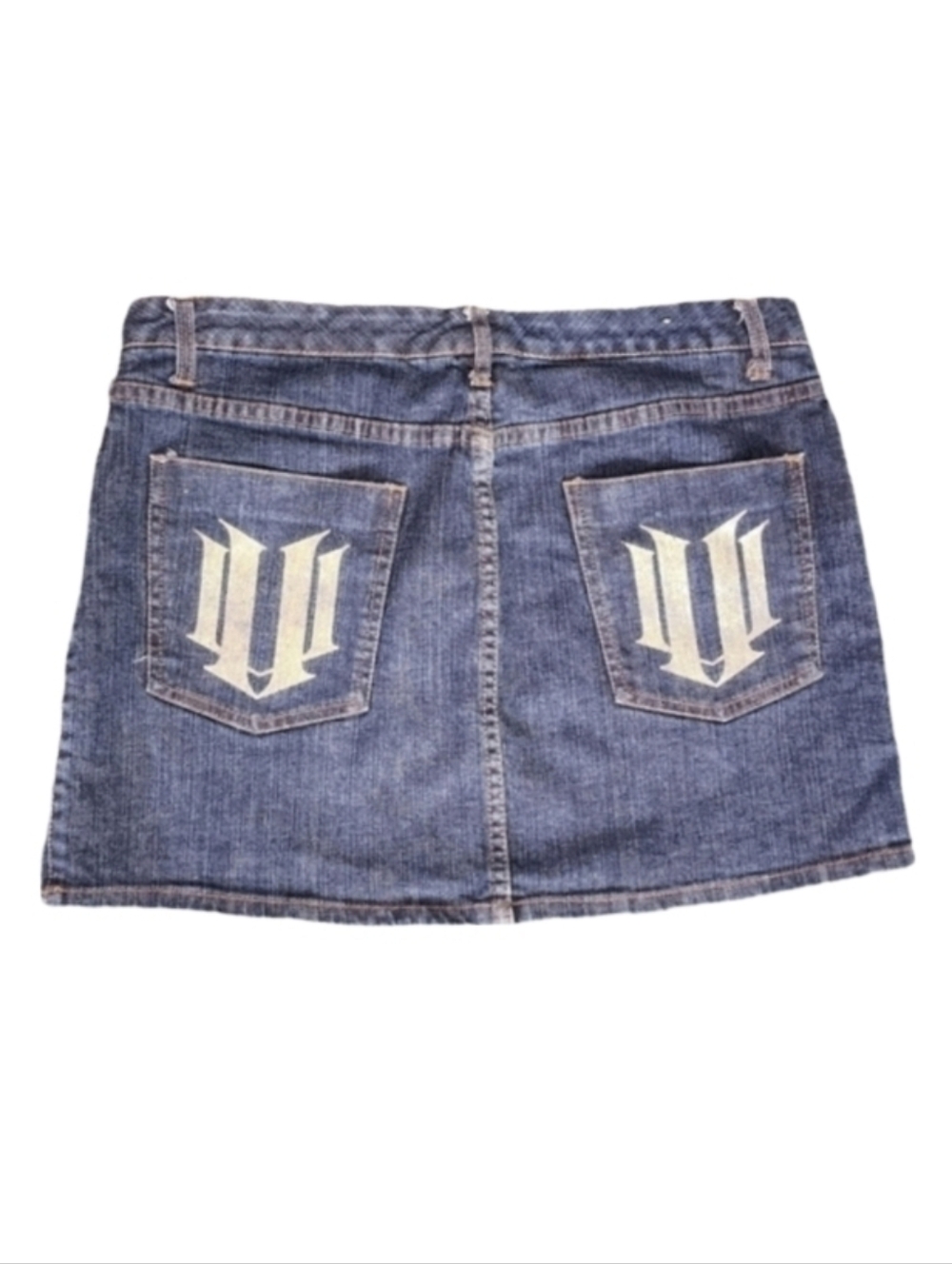 EleVen by Venus Williams Skirt Pocket Logo Graphic Denim Jean Plus Size 14